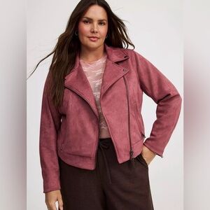 Torrid Faux Suede Essential Moto Jacket wild ginger size 3X